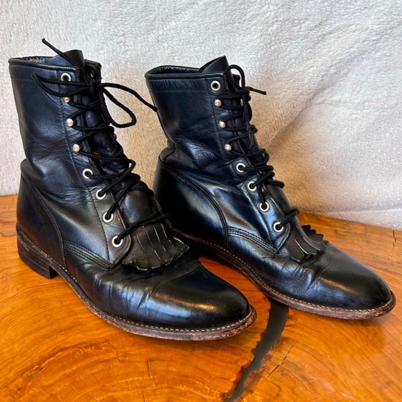 Justin Boots Shoes - Justin Boots ✨ Kaddie Lacer Black Leather Boots